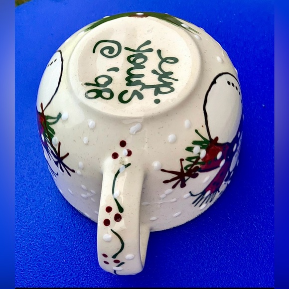 1998 Vintage Expressly Yours Green Sponge Trim Snowman Plate & Mug Set - Picture 10 of 12